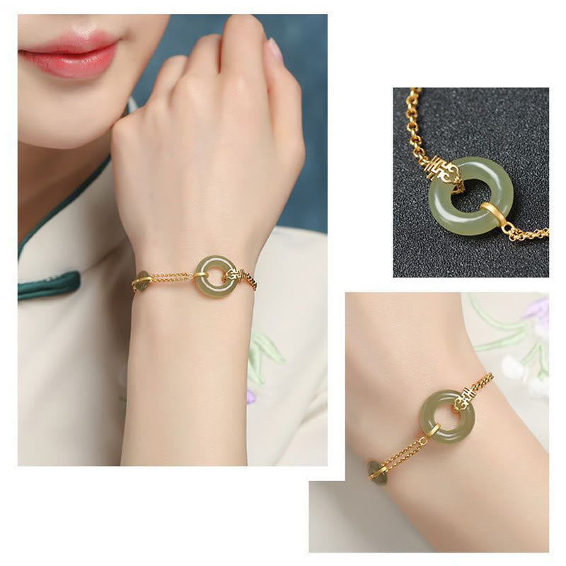 Jade Peace Buckle Bracelet for Prosperity & Harmony