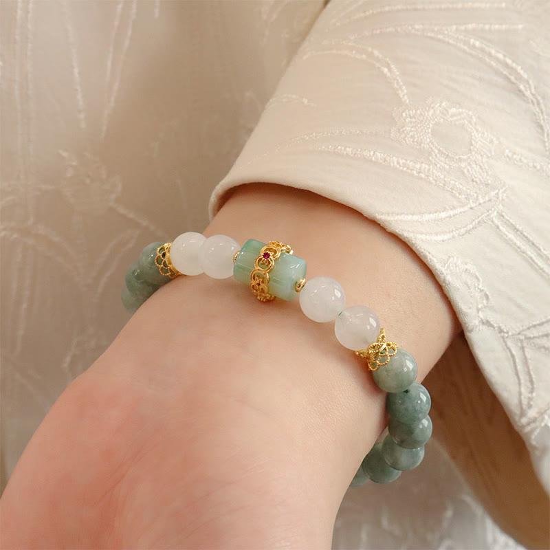 Jade Peace Buckle Bracelet | Single & Double Layer Luck Beads