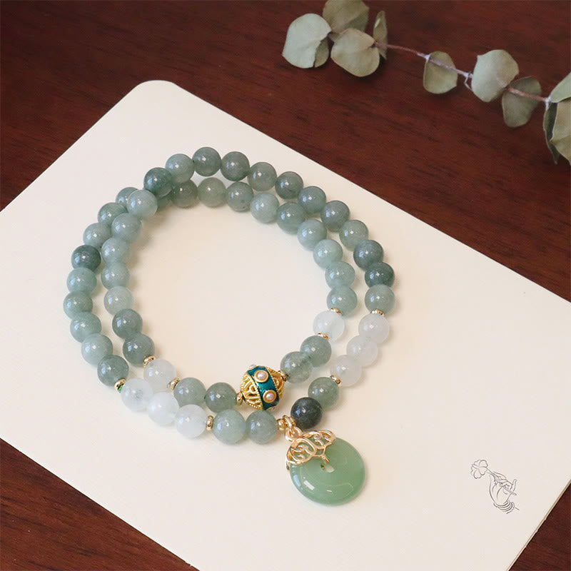 Jade Peace Buckle Bracelet | Single & Double Layer Luck Beads