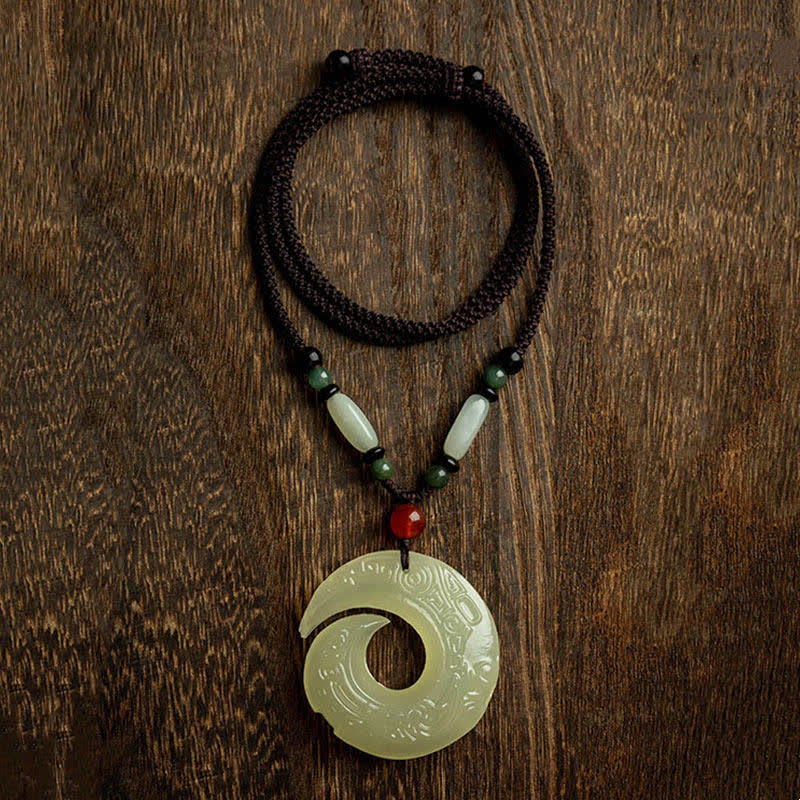 Jade Peace Buckle Necklace for Luck & Prosperity Pendant