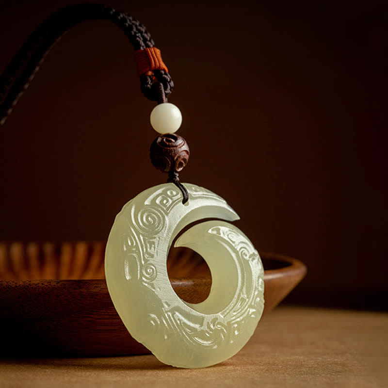 Jade Peace Buckle Necklace for Luck & Prosperity Pendant