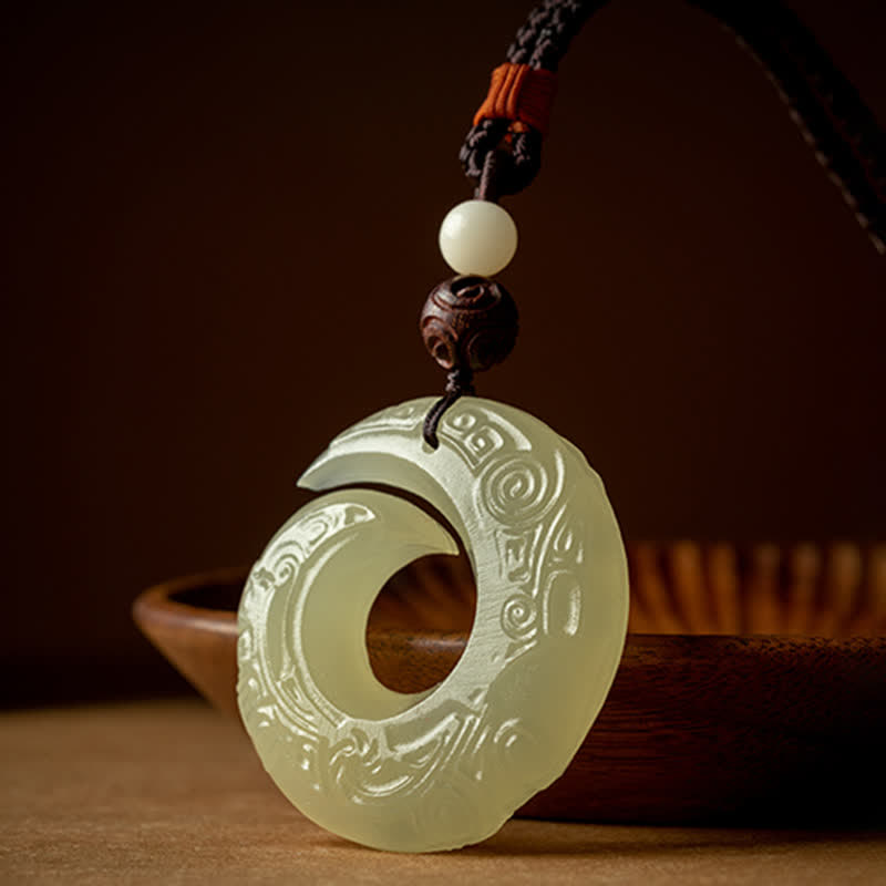 Jade Peace Buckle Necklace for Luck & Prosperity Pendant