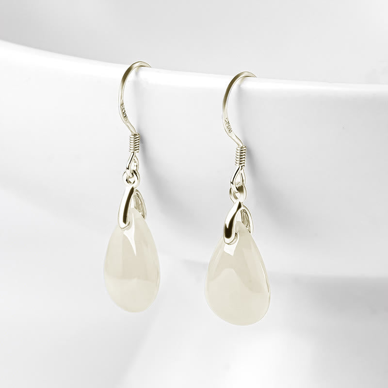 Jade Prosperity Drop Earrings | 925 Sterling Silver 32mm