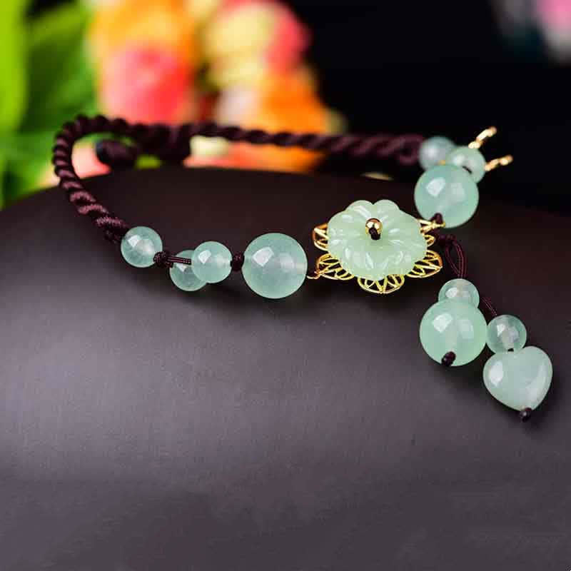 Jade Spiritual Luck & Abundance Charm Anklet for Prosperity 23cm