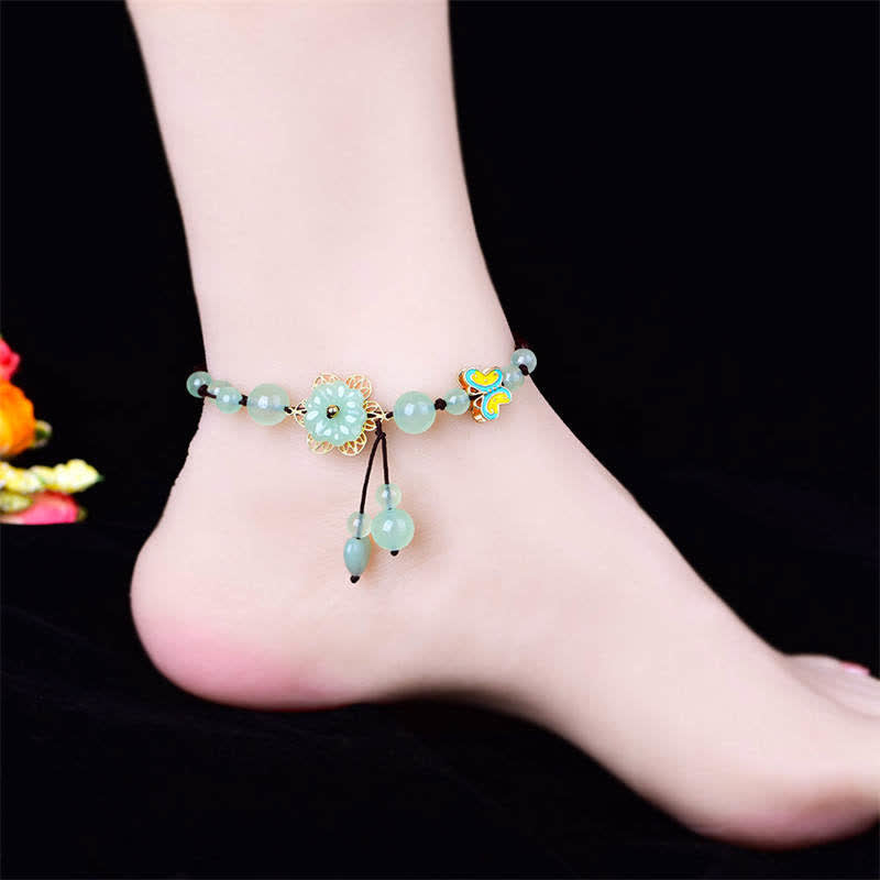 Jade Spiritual Luck & Abundance Charm Anklet for Prosperity 23cm