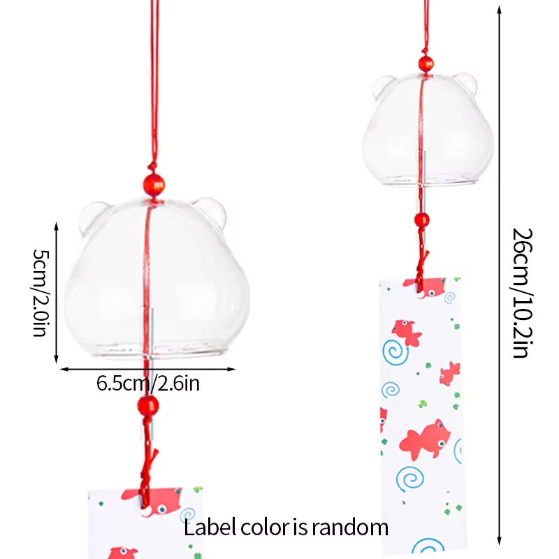 Japanese Glass Wind Chime with Red String and Decorative Patterns for Home Decor