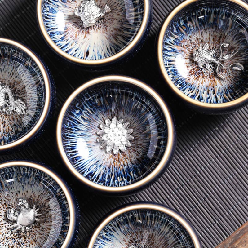 Jian Zhan Ceramic Teacup 70ml with Zodiac and Koi Fish