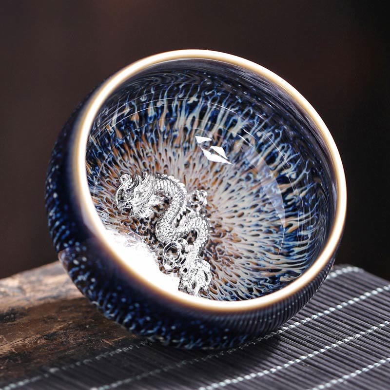 Jian Zhan Ceramic Teacup 70ml with Zodiac and Koi Fish