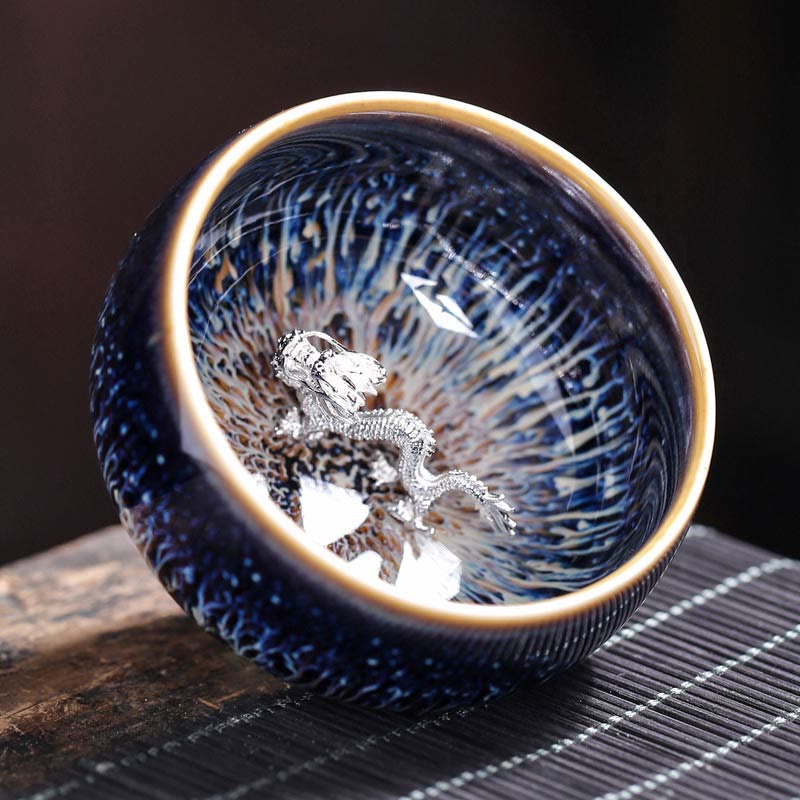 Jian Zhan Ceramic Teacup 70ml with Zodiac and Koi Fish