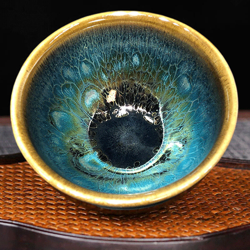 Jianzhan Ceramic Tea Cup 9.5cm Blue Glaze Handmade