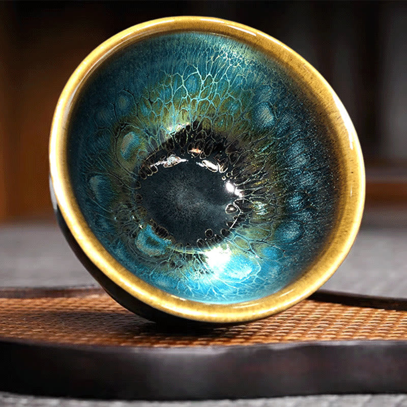 Jianzhan Ceramic Tea Cup 9.5cm Blue Glaze Handmade