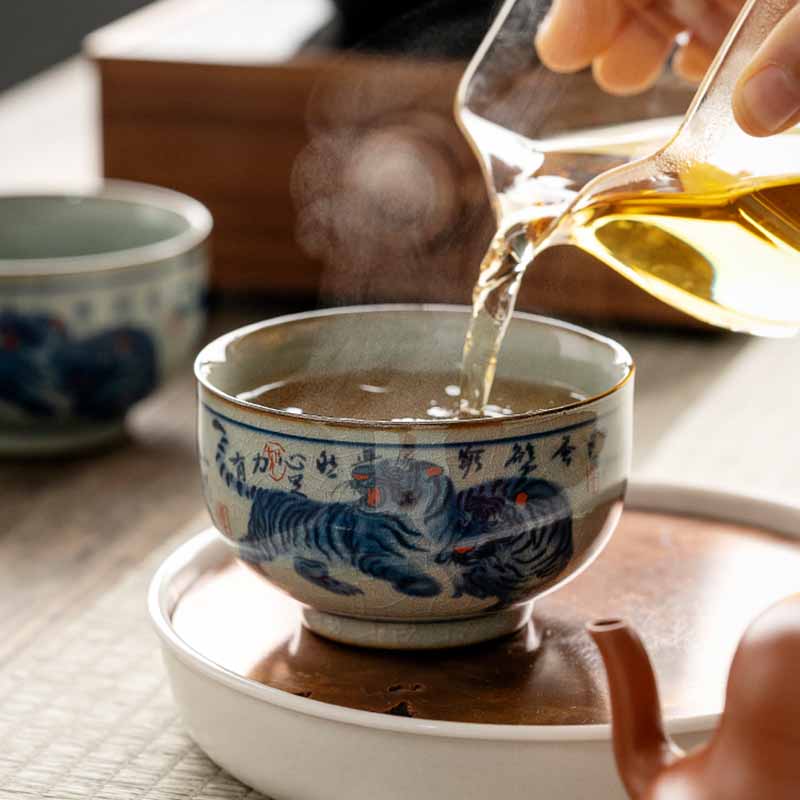 Jingdezhen Hand Painted Tiger Ceramic Teacup 140ml