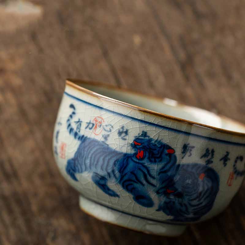 Jingdezhen Hand Painted Tiger Ceramic Teacup 140ml