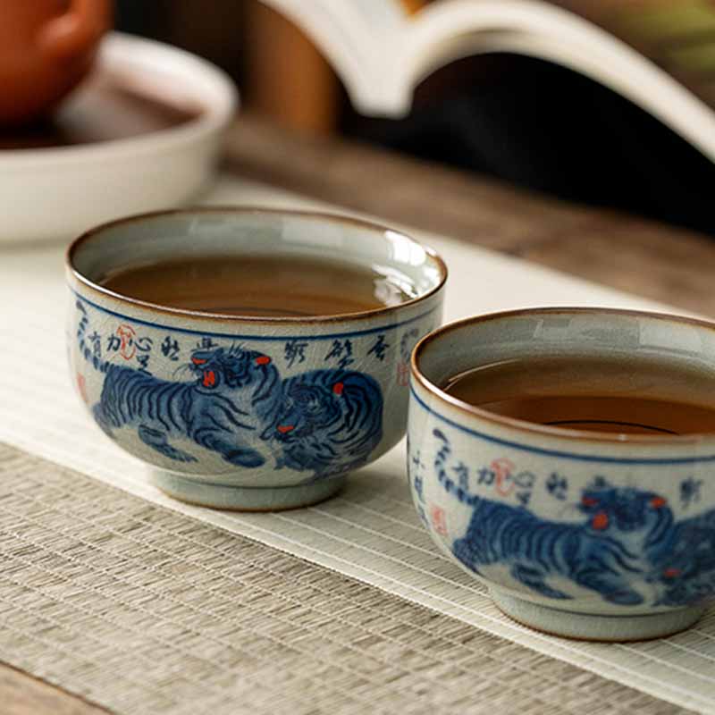 Jingdezhen Hand Painted Tiger Ceramic Teacup 140ml