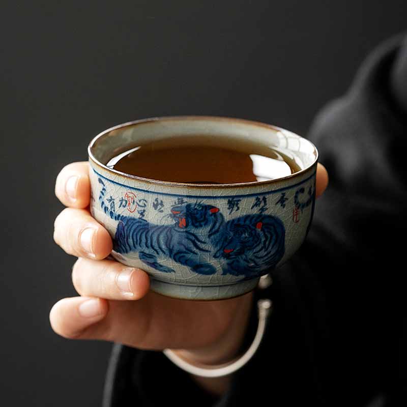 Jingdezhen Hand Painted Tiger Ceramic Teacup 140ml