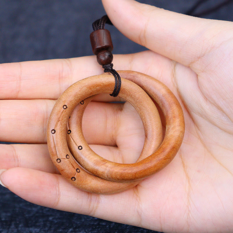 Jujube Wood Yin Yang Necklace with Qiankun Circle for Luck