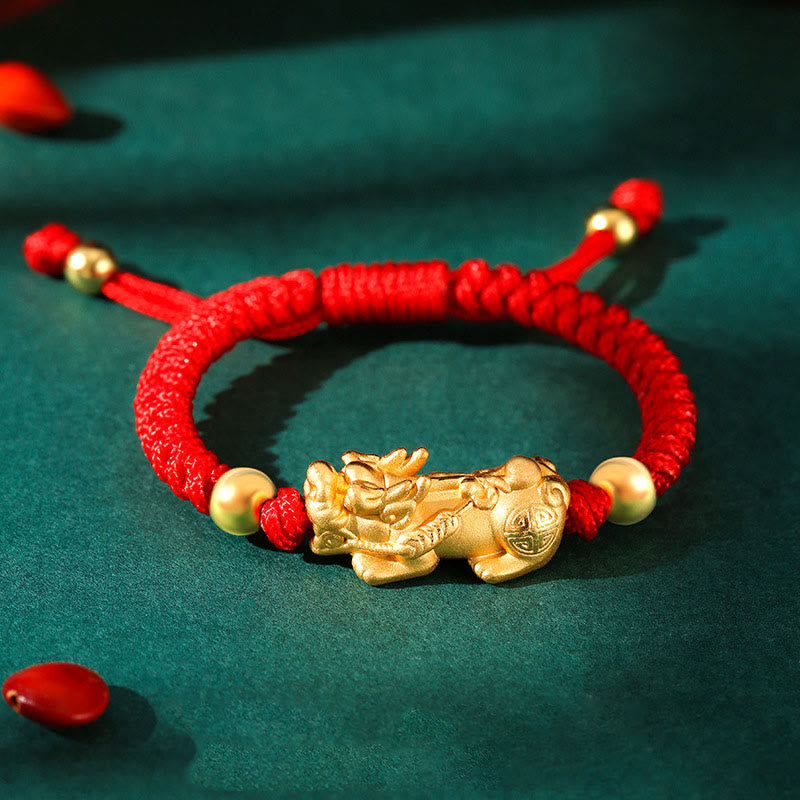 Kids Pixiu Bracelet in 999 Sterling Silver with King Kong Knot for Protection