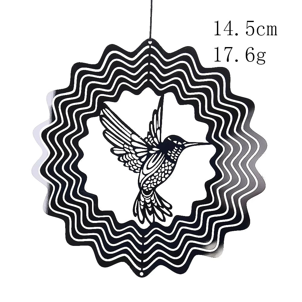 3D Rotating Wind Spinner Hanging Suncatchers Stainless Steel Mirror Reflection Wind Chimes Parts Decor Feng Shui Pendant Amulet