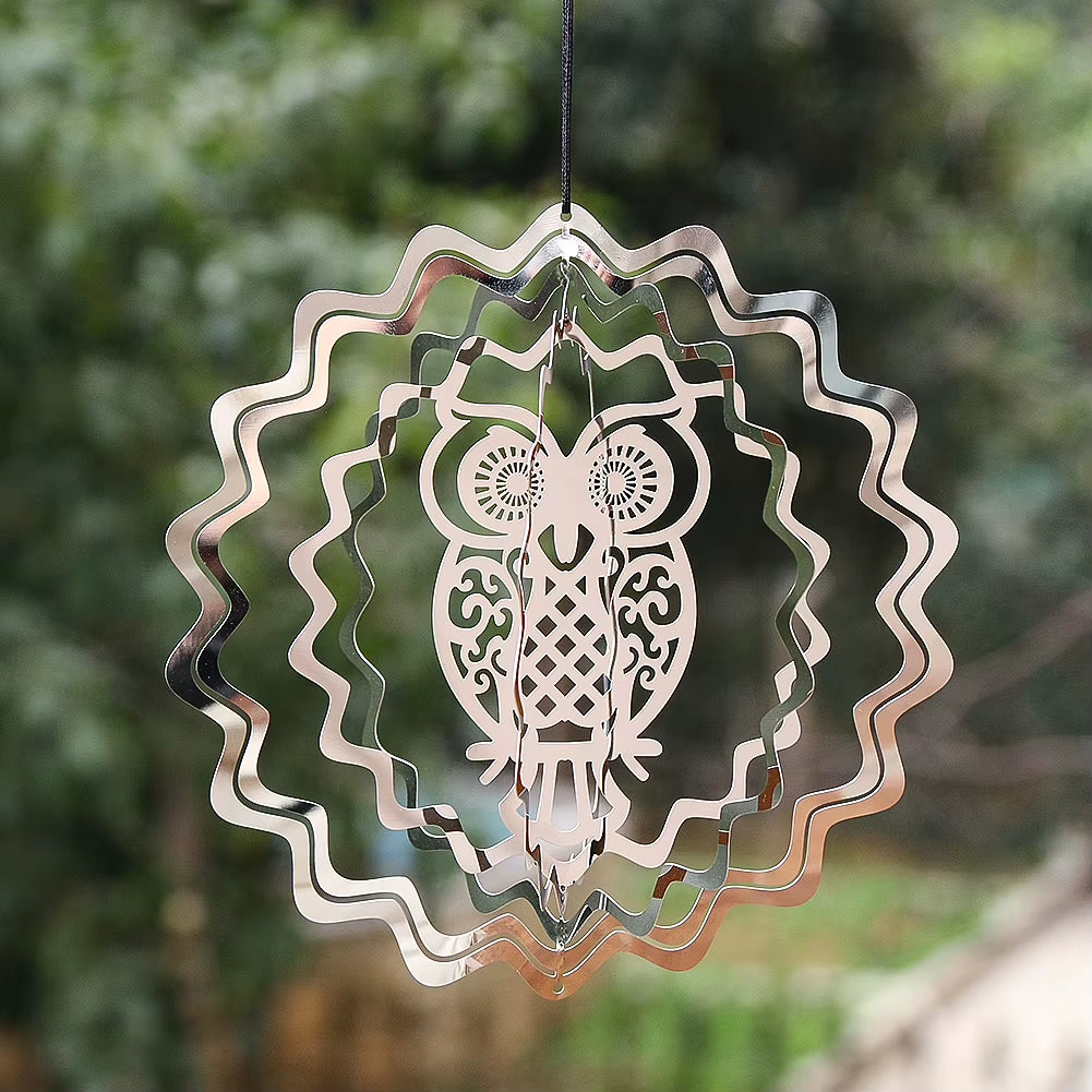 3D Rotating Wind Spinner Hanging Suncatchers Stainless Steel Mirror Reflection Wind Chimes Parts Decor Feng Shui Pendant Amulet