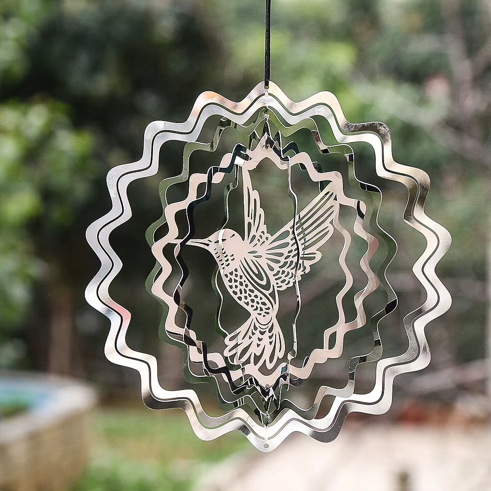 3D Rotating Wind Spinner Hanging Suncatchers Stainless Steel Mirror Reflection Wind Chimes Parts Decor Feng Shui Pendant Amulet