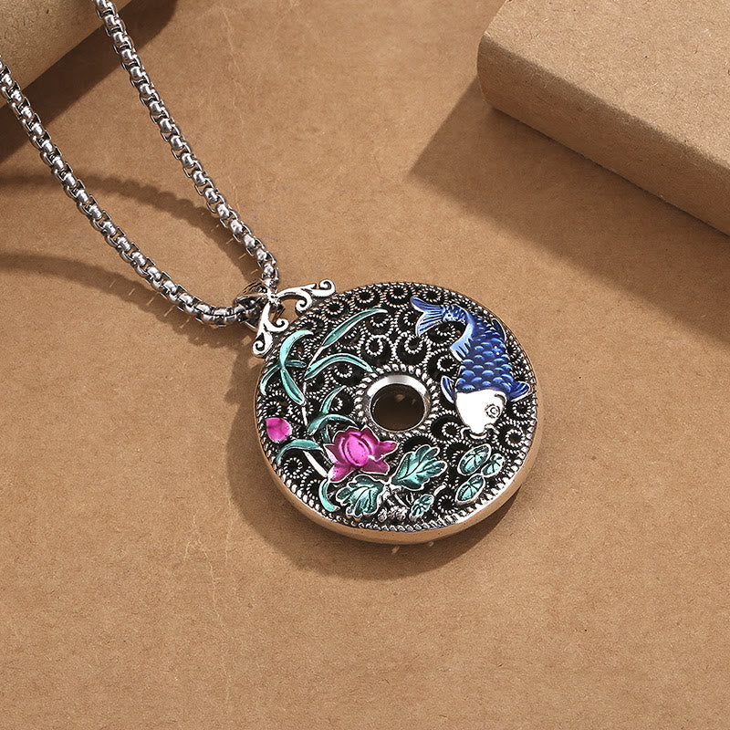 Koi Fish Lotus Peace Buckle Fu Character Wealth Necklace