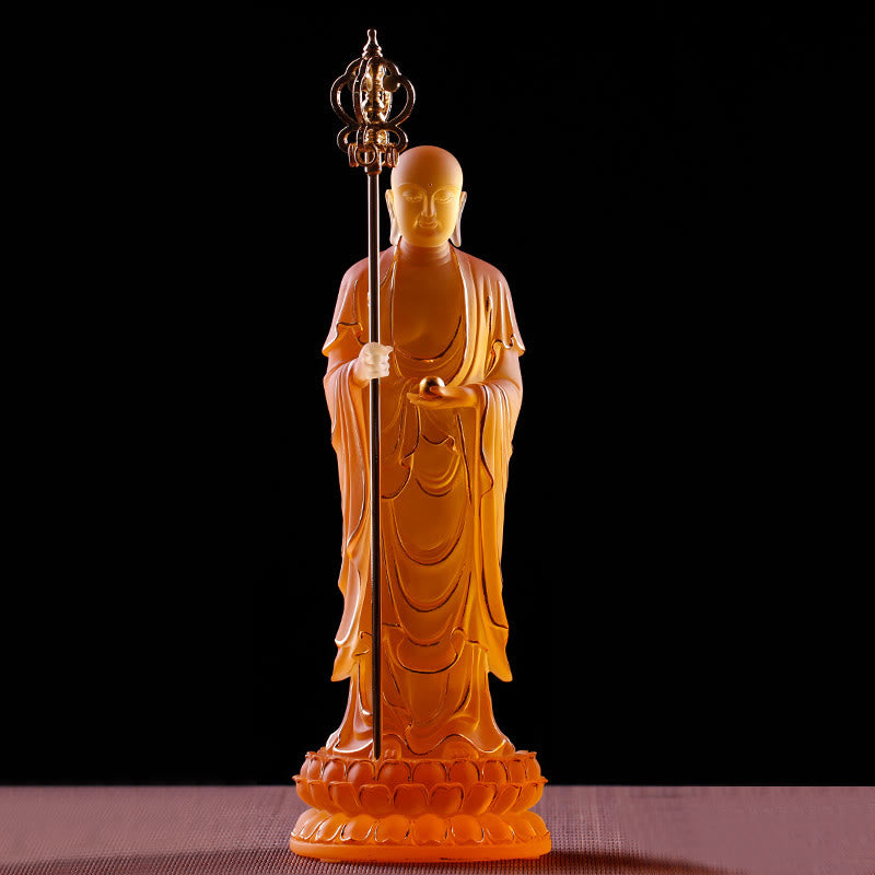 Ksitigarbha Liuli Crystal Buddha Statue 8" Meditation Art