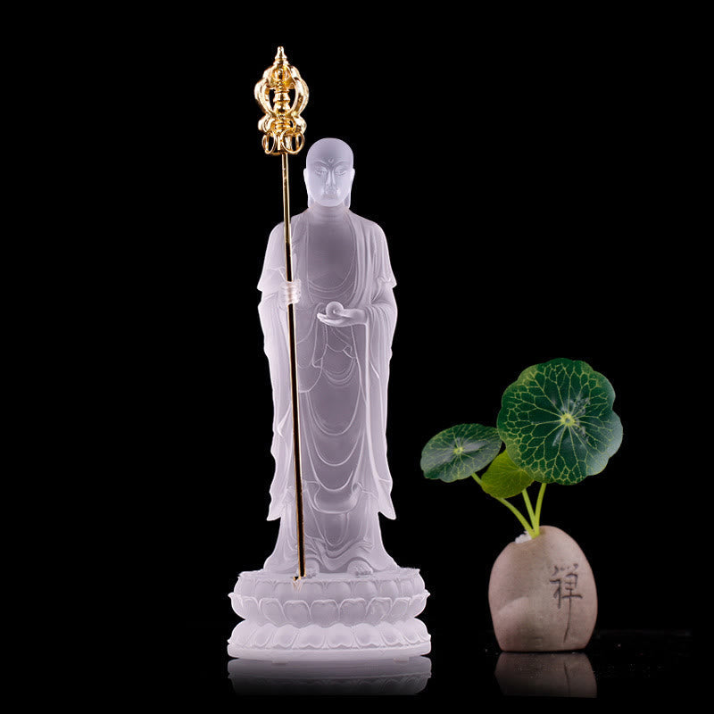 Ksitigarbha Liuli Crystal Buddha Statue 8" Meditation Art