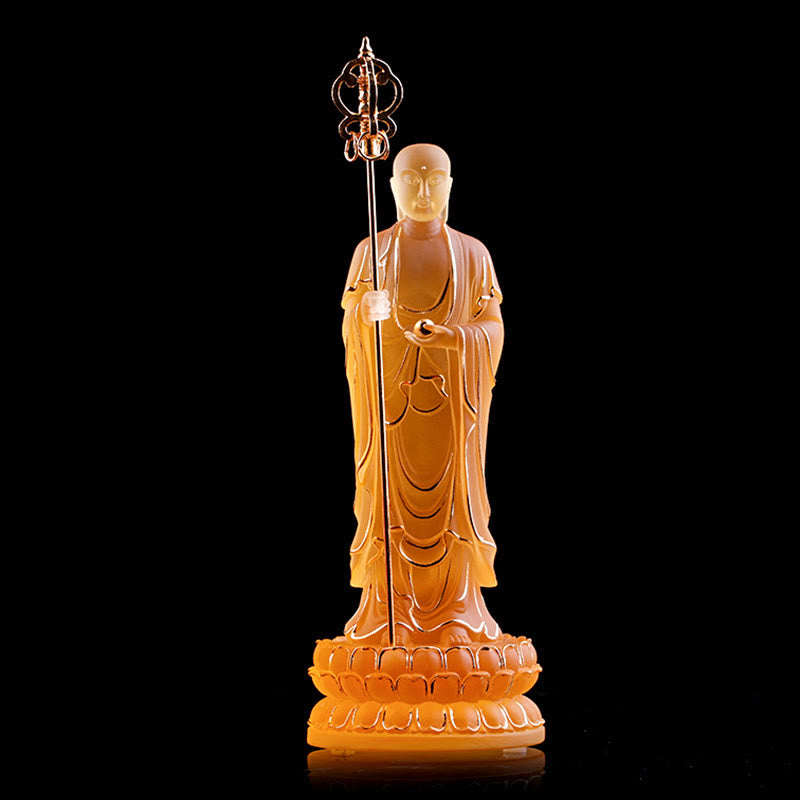 Ksitigarbha Liuli Crystal Buddha Statue 8" Meditation Art