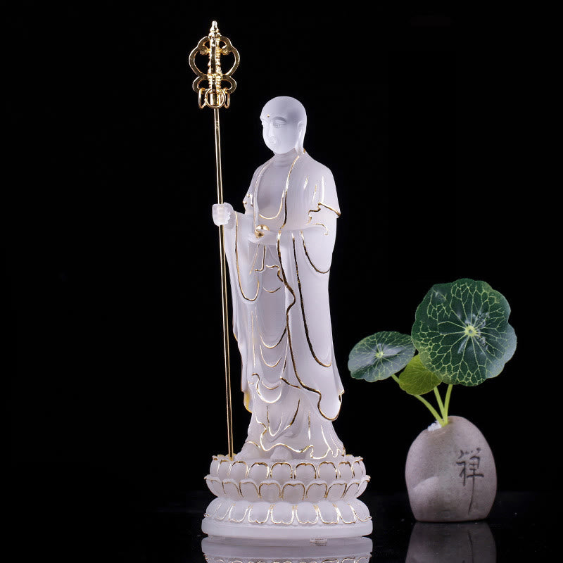 Ksitigarbha Liuli Crystal Buddha Statue 8" Meditation Art