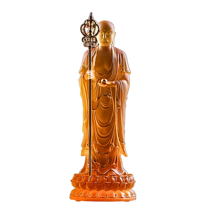 Ksitigarbha Liuli Crystal Buddha Statue 8" Meditation Art