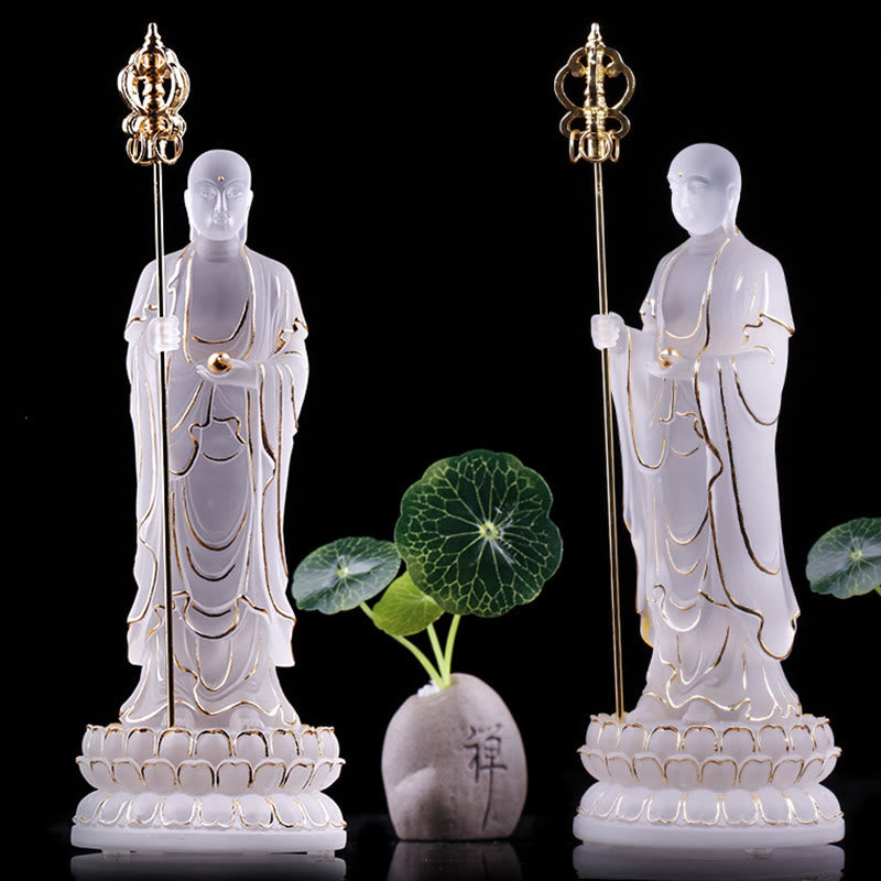 Ksitigarbha Liuli Crystal Buddha Statue 8" Meditation Art