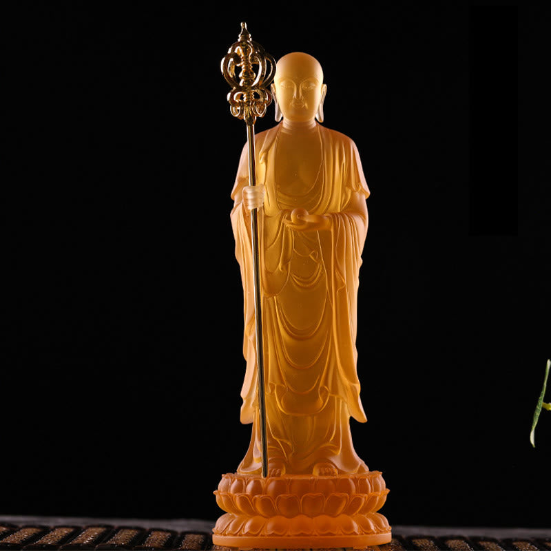 Ksitigarbha Liuli Crystal Buddha Statue 8" Meditation Art
