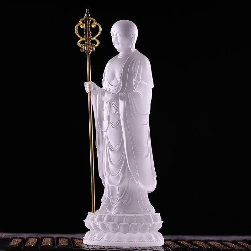 Ksitigarbha Liuli Crystal Buddha Statue 8" Meditation Art