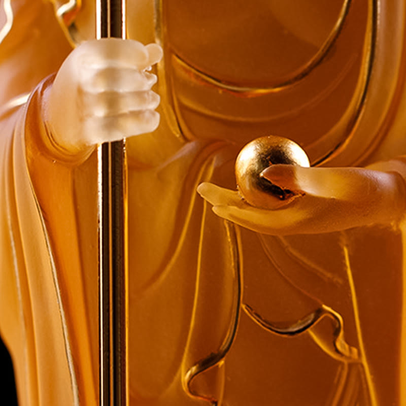 Ksitigarbha Liuli Crystal Buddha Statue 8" Meditation Art