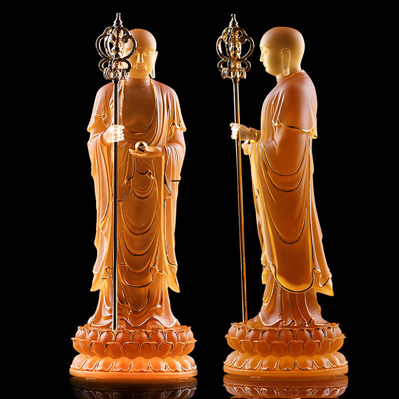 Ksitigarbha Liuli Crystal Buddha Statue 8" Meditation Art