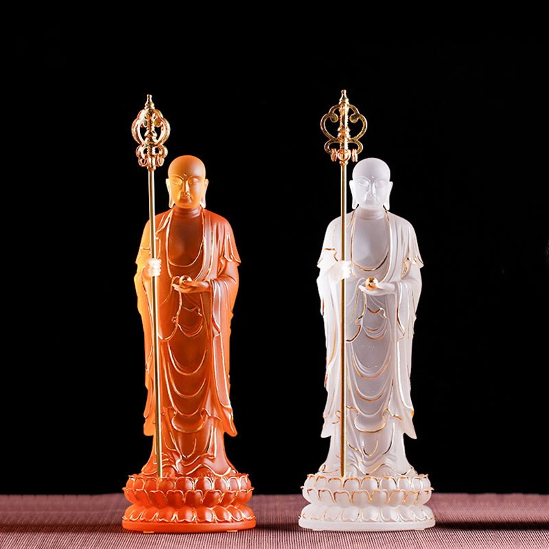 Ksitigarbha Liuli Crystal Buddha Statue 8" Meditation Art
