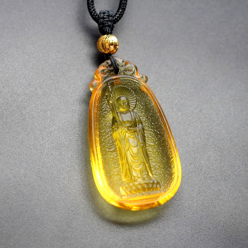 Ksitigarbha Liuli Crystal Serenity Buddha Necklace