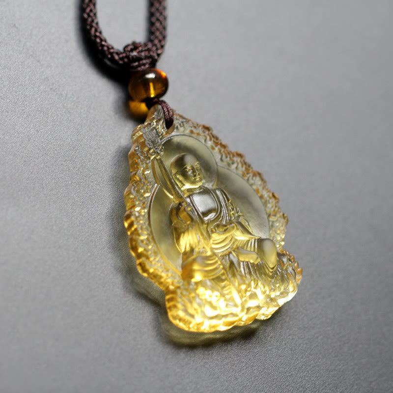 Ksitigarbha Liuli Crystal Serenity Buddha Necklace