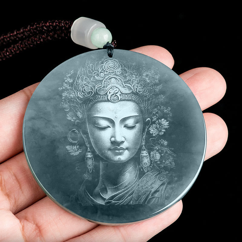 Kwan Yin Jade Necklace 70cm | Avalokitesvara Abundance Pendant