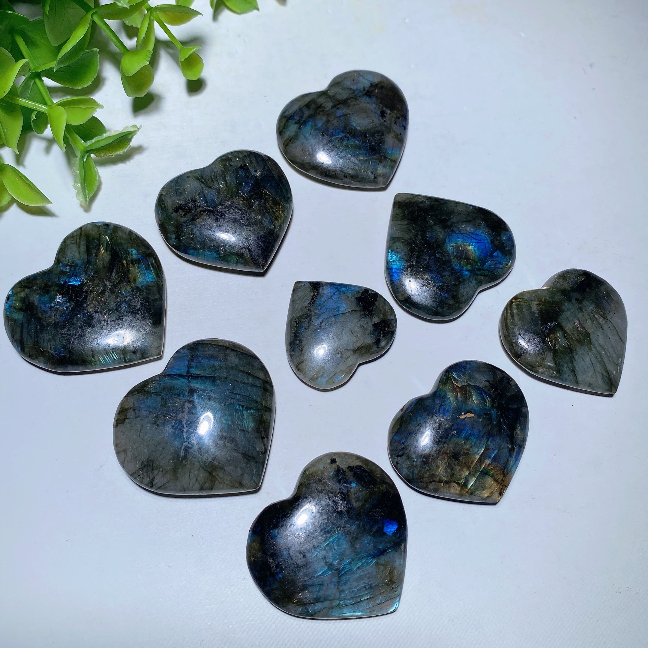 Labradorite Heart Crystal Carvings 1-1.5 Inch Healing Stones