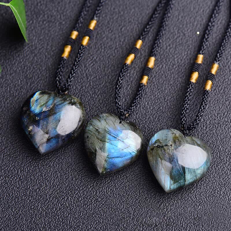 Labradorite Love Heart Support Necklace Pendant