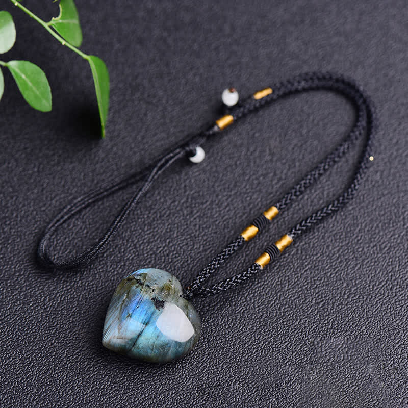 Labradorite Love Heart Support Necklace Pendant