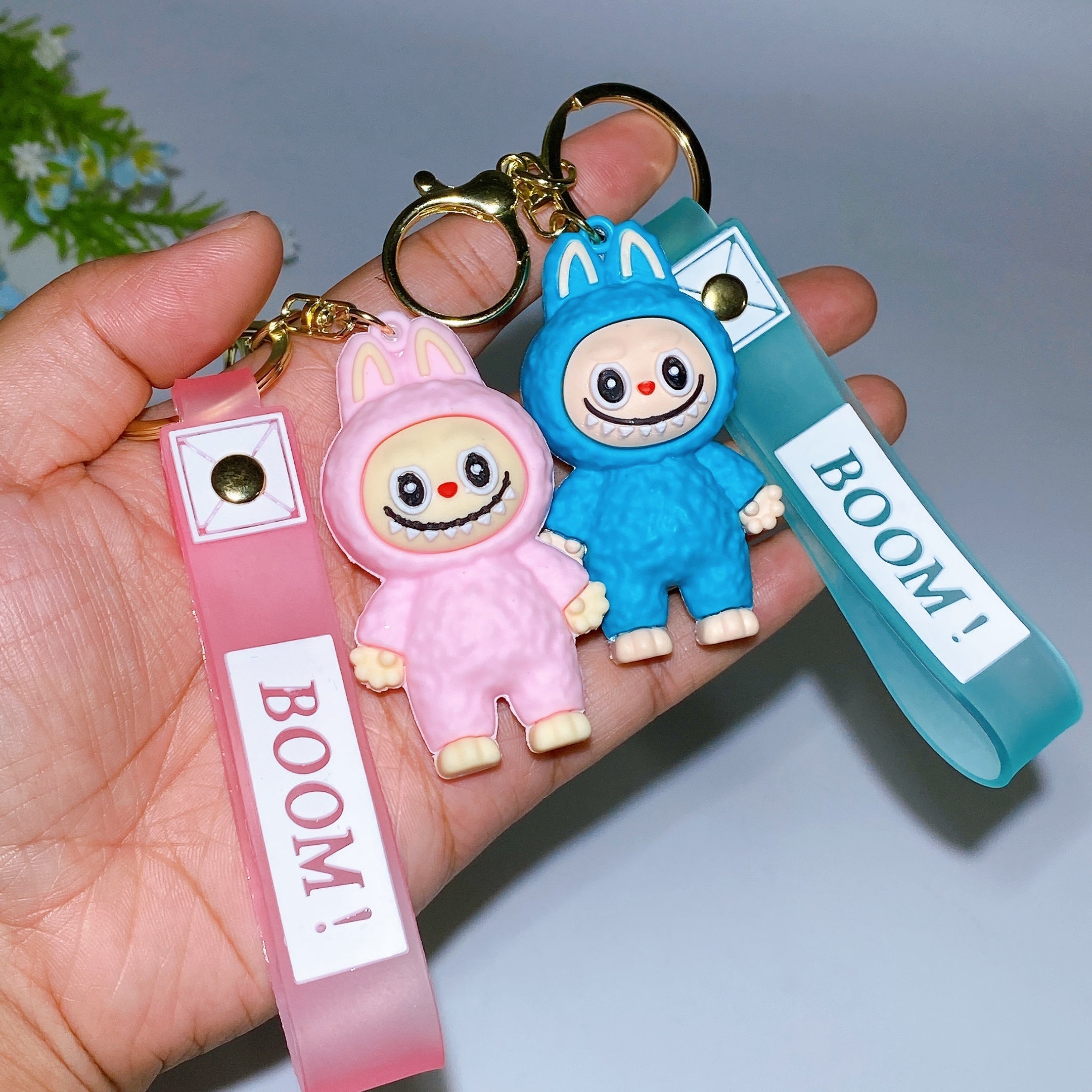 Labubu Resin Crystal Keychain for Car Hanging Charm