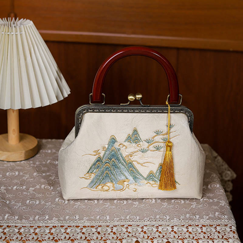 Landscape Painting Jacquard Handbag | Spiritual Accessory