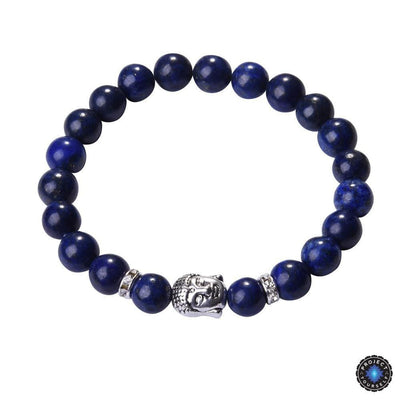 Lapis Lazuli Buddha Bracelet with Silver Charm
