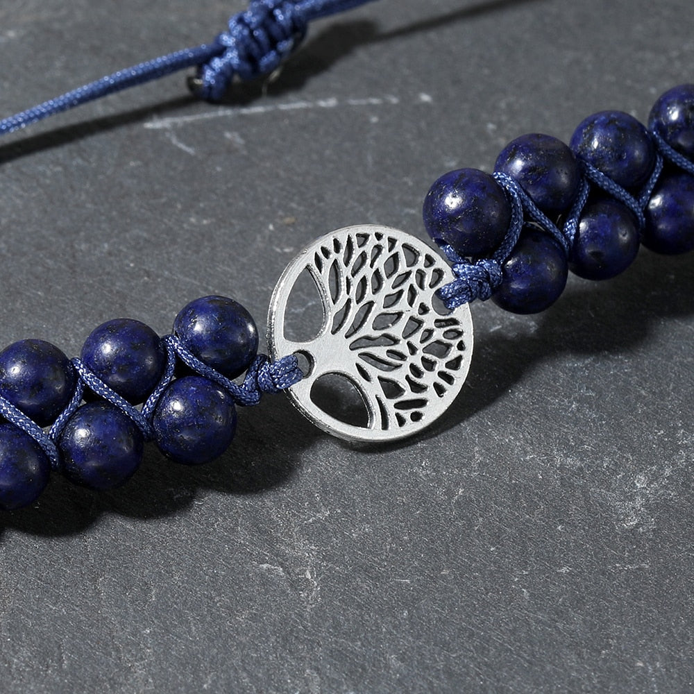 Lapis Lazuli Wisdom Bracelet with Tree of Life Design