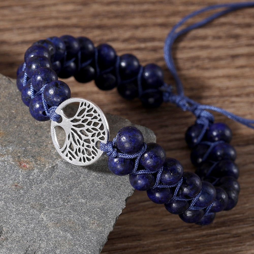 Lapis Lazuli Wisdom Bracelet with Tree of Life Design
