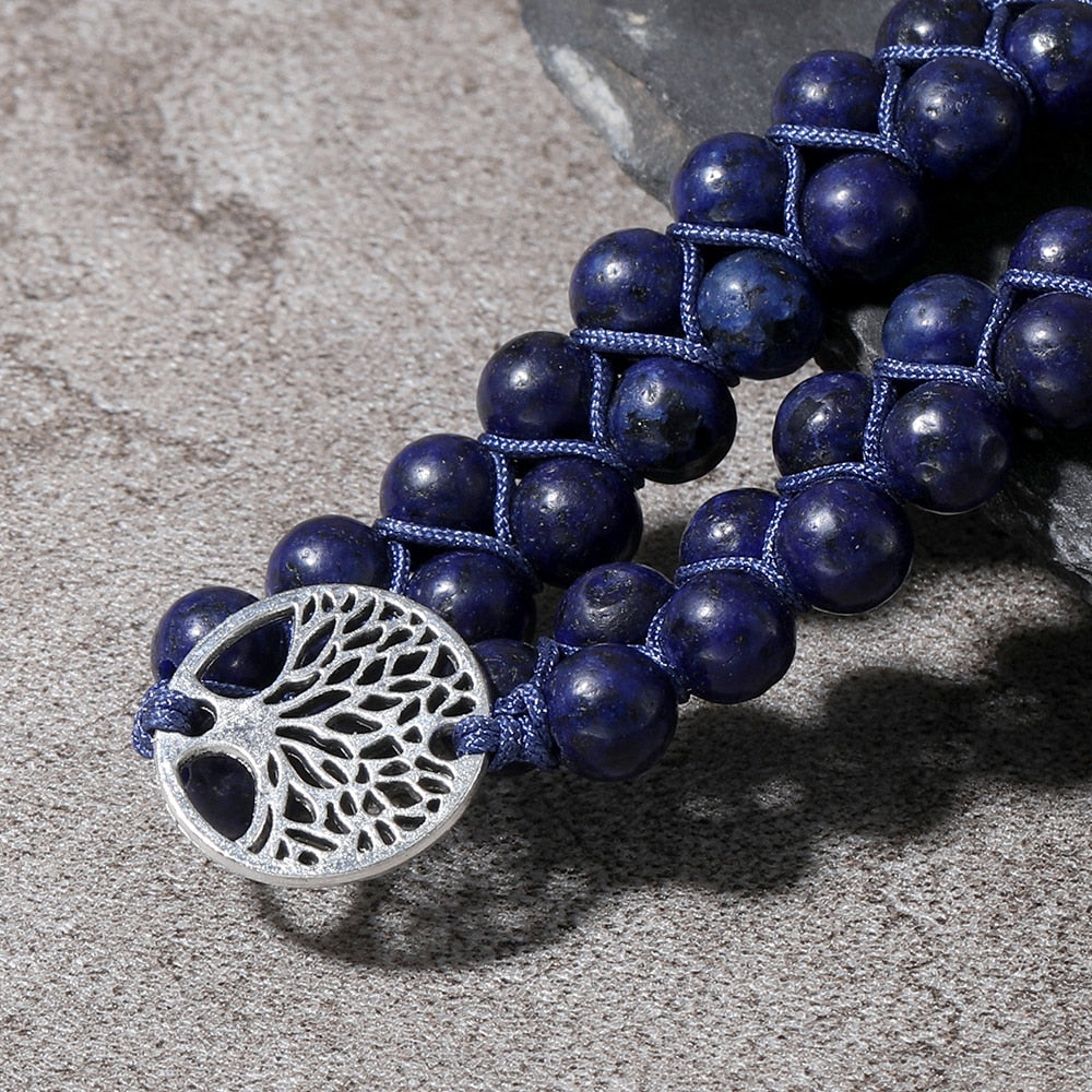 Lapis Lazuli Wisdom Bracelet with Tree of Life Design