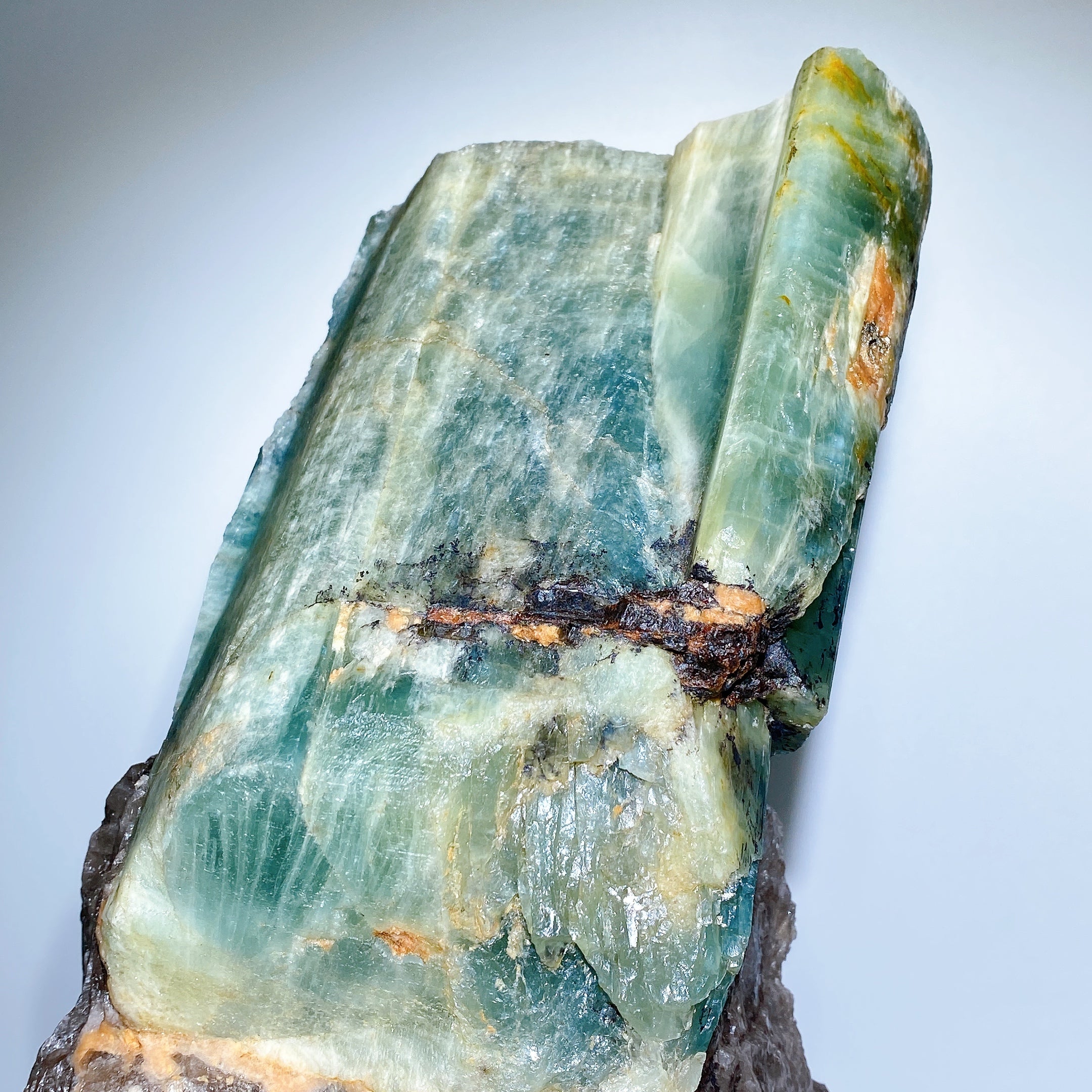 Large Aquamarine Quartz Crystal Display with Stand 35cm