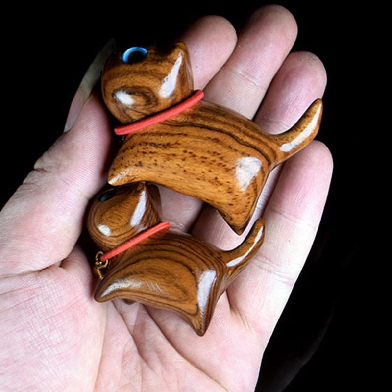 Large Blue Rosewood Cat Figurine 65mm Spiritual Decoration